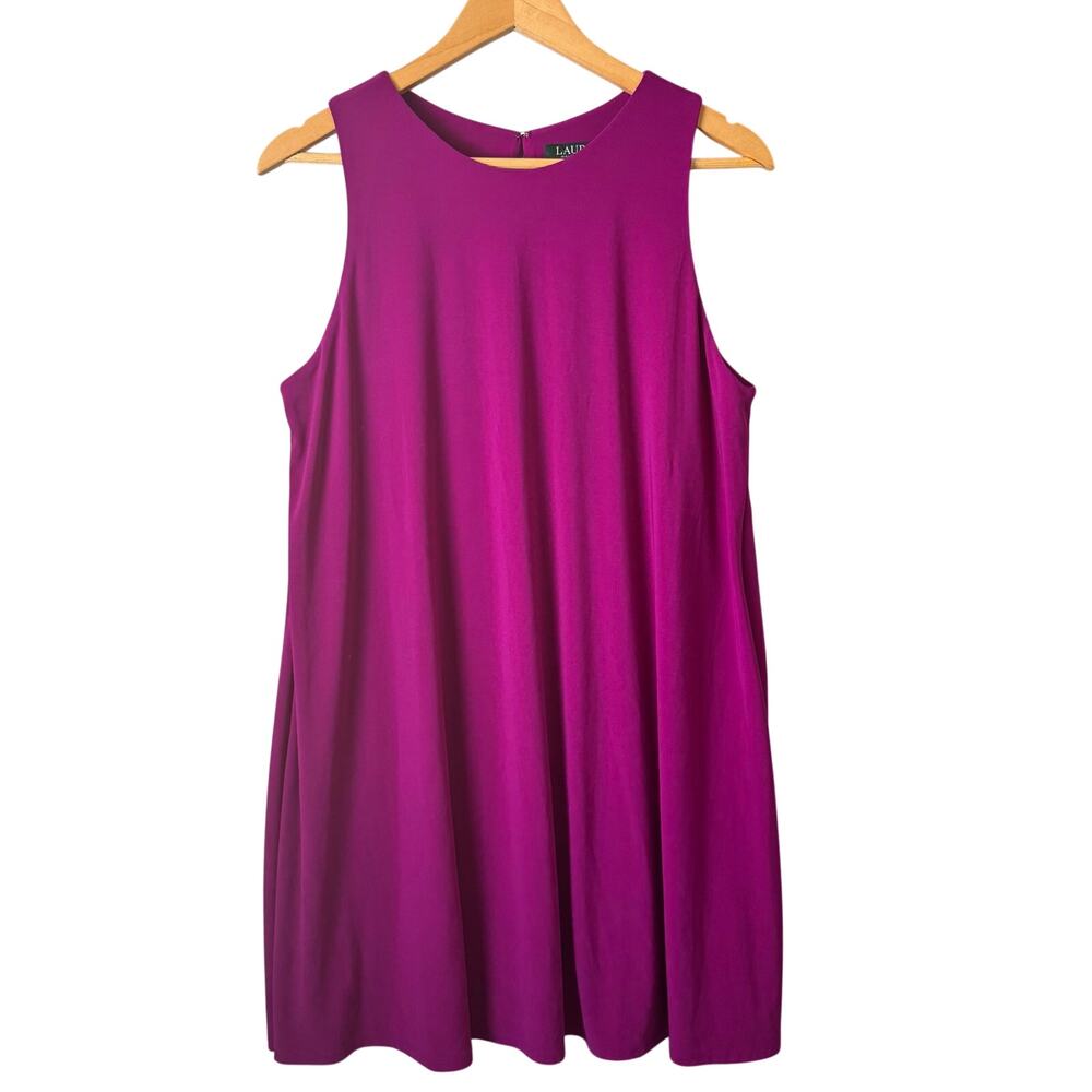 Ralph Lauren Shift Dress Women’s Size 14 Fuchsia Jewel Sleeveless Slinky Pretty